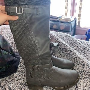 JustFab flat buckled boots